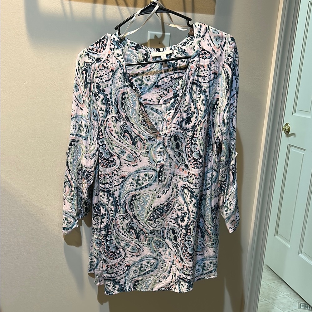 Paisley Print Women's Top - Pink and Blue